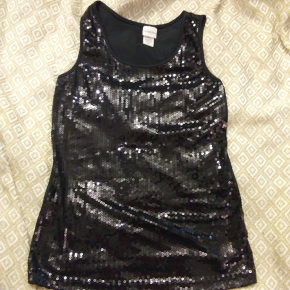 Covington Tops - Covington sequin black tank top